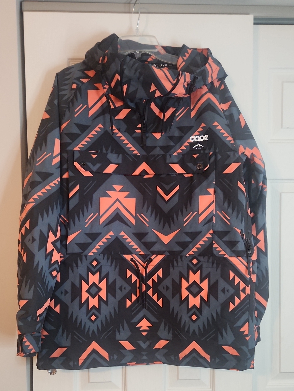Obermeyer Kids' Coral and Charcoal Geo Anorak Jacket